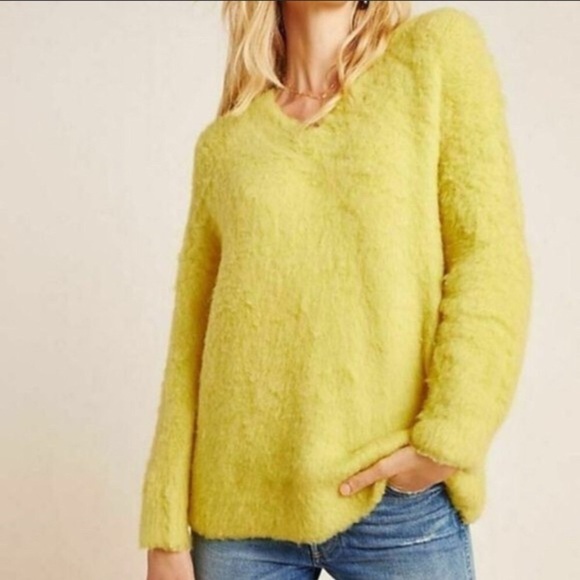 Anthropologie Simone V Neck Yellow Sweater - Picture 3 of 12